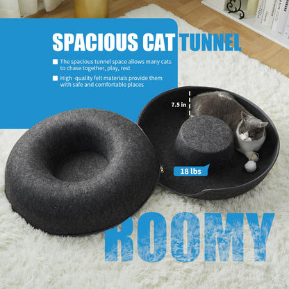 Cat Tunnel & Donut Bed Bed for Multiple & Large Cats